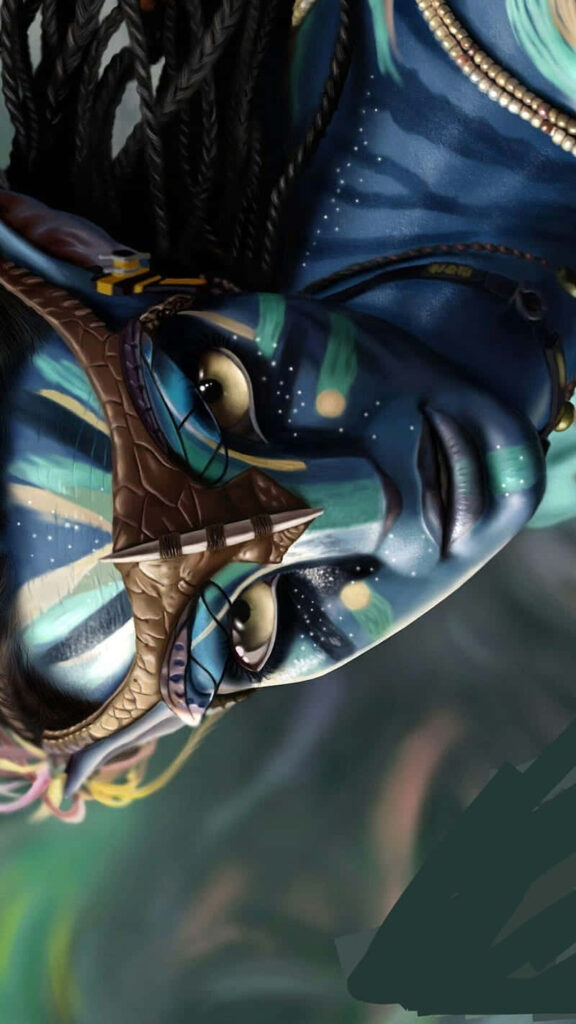 Stunning Na’vi Portrait Wallpaper with Vibrant Blue Skin Details