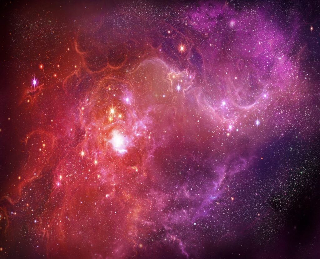 Vibrant Nebula Wallpaper: Red & Purple Cosmic Background Art