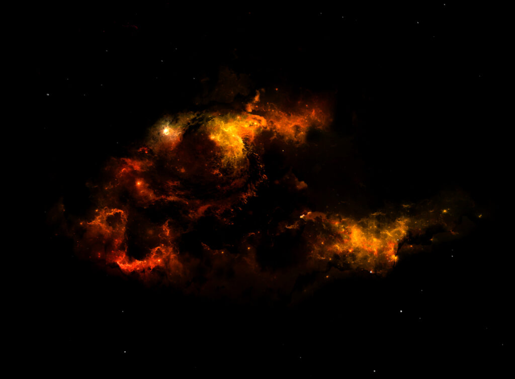 Vibrant Nebula Wallpaper: Abstract Cosmic Beauty in Red & Yellow