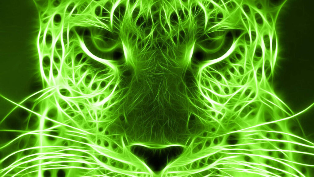 Electrifying Neon Jungle Wallpaper with Wild Feline Face
