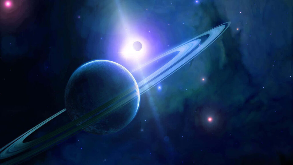 Stunning Neptune Wallpaper: Blue Hues & Cosmic Rings Background