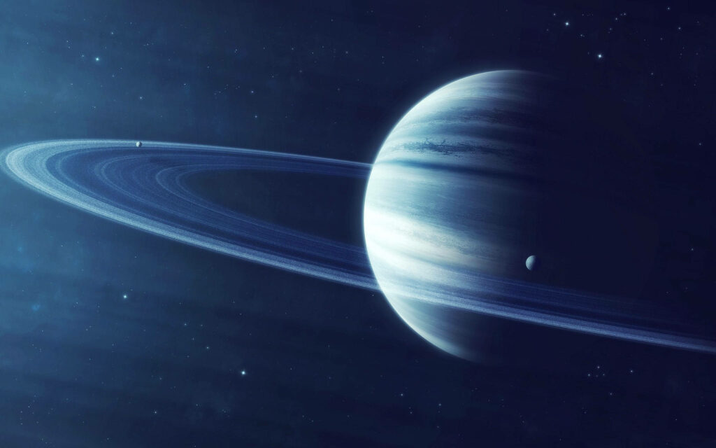 Stunning Neptune Wallpaper: Celestial Space Background with Five Rings