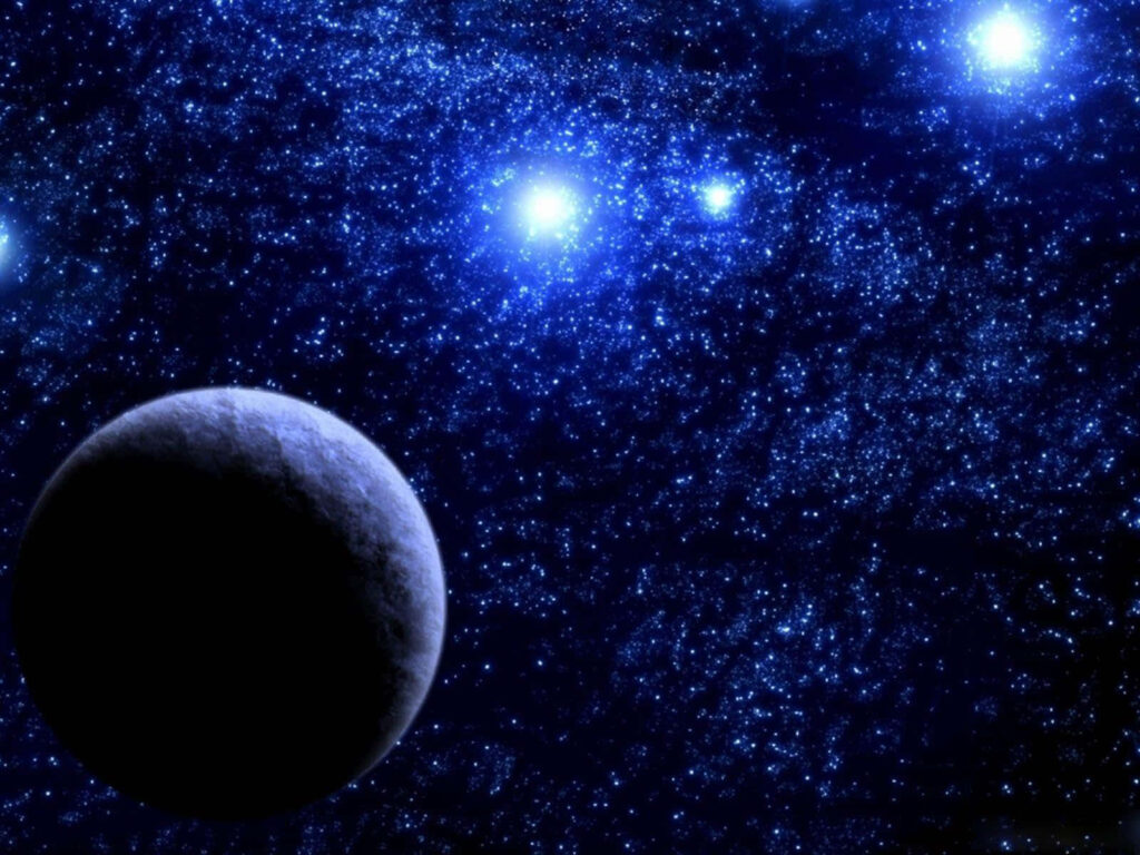 Stunning Neptune Wallpaper: Dark Beauty Against a Star-Filled Cosmos