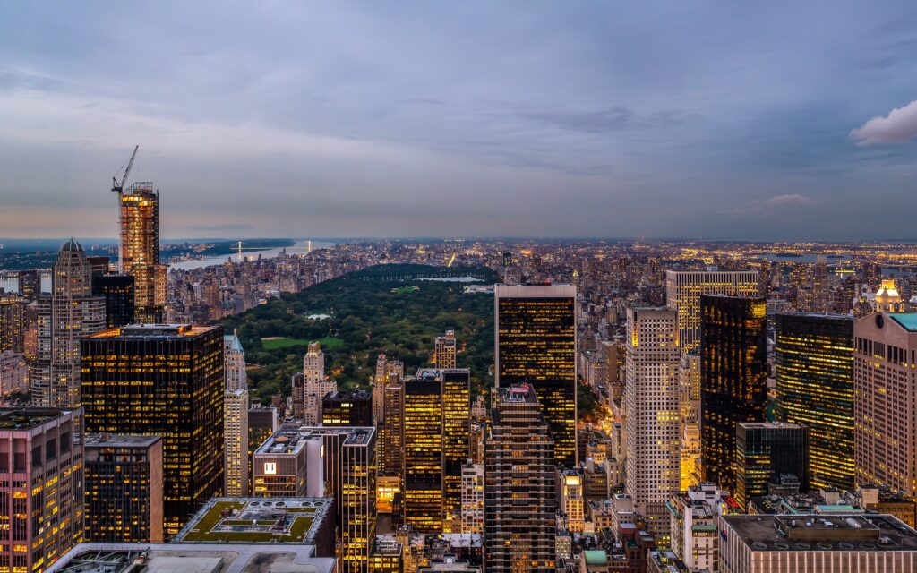 Stunning NYC Skyline Wallpaper from Rockefeller Center - Evening Bliss