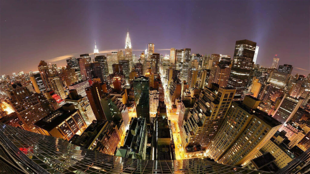 Futuristic City Skyline Night Wallpaper with Stunning 3D Effect