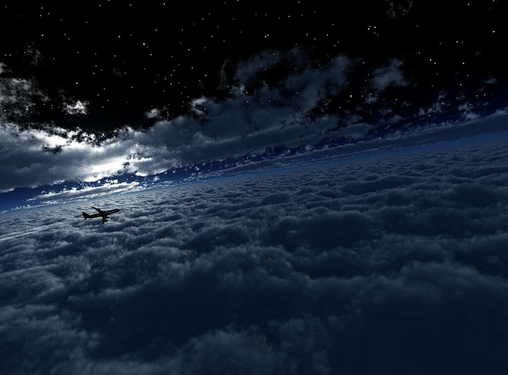 Stunning HD Night Flight Wallpaper Above Clouds - Serene Background