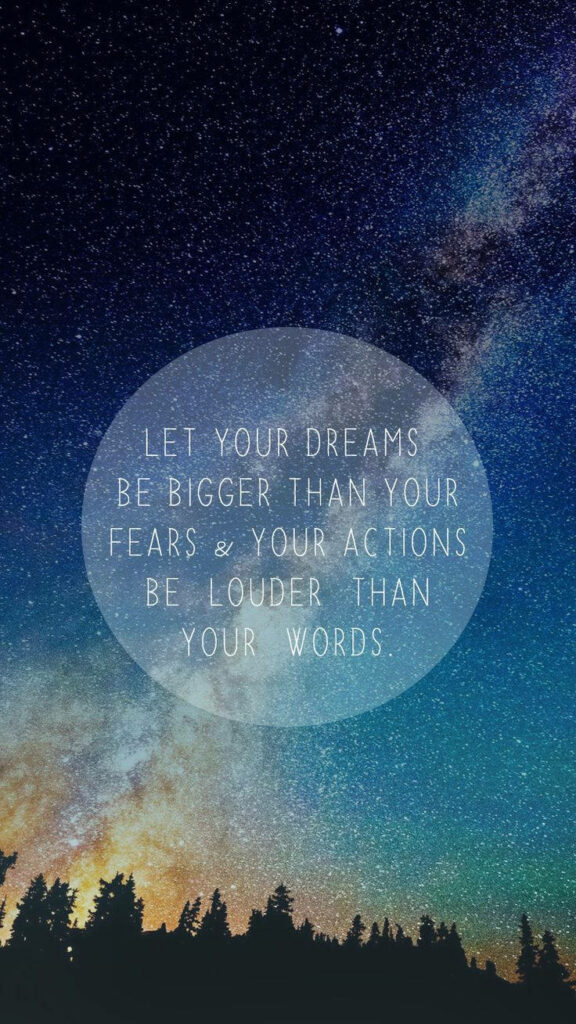 Stunning Night Sky iPhone Wallpaper with Inspirational Quote
