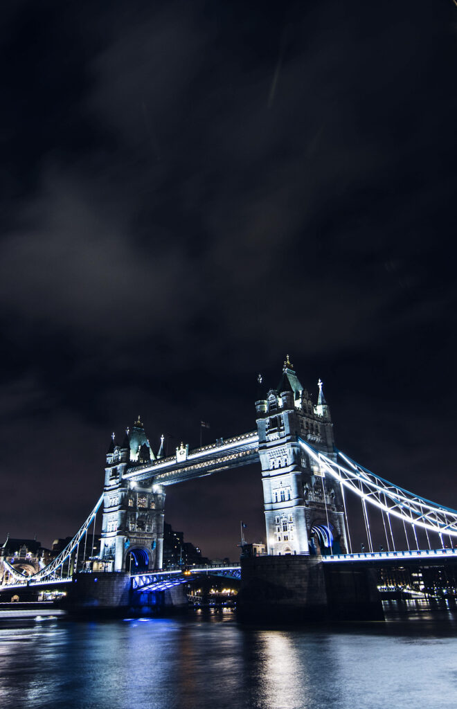 Stunning Night Wallpaper: Tower Bridge Reflection on Calm Water