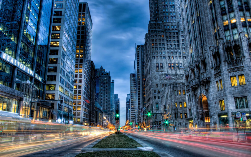 Stunning Nighttime Cityscape Wallpaper - Urban Vibes & Bright Lights