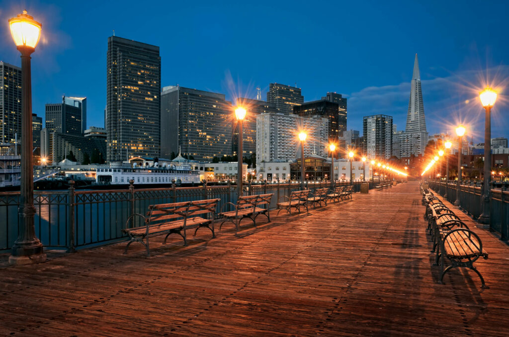 Stunning San Francisco Pier 7 Nighttime Skyline Wallpaper