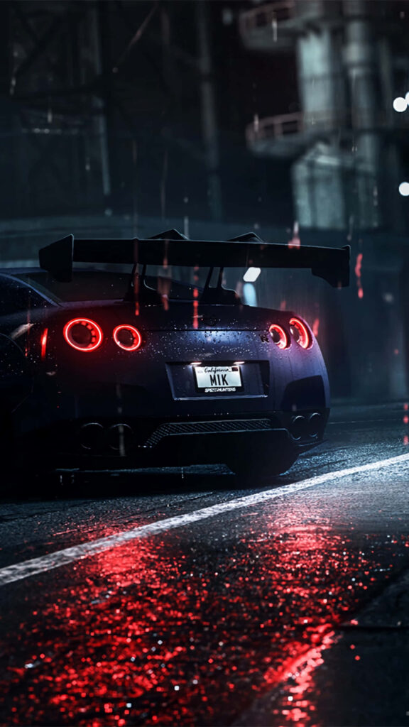 Stunning Nissan GT-R Rainy Night Drive Wallpaper Background