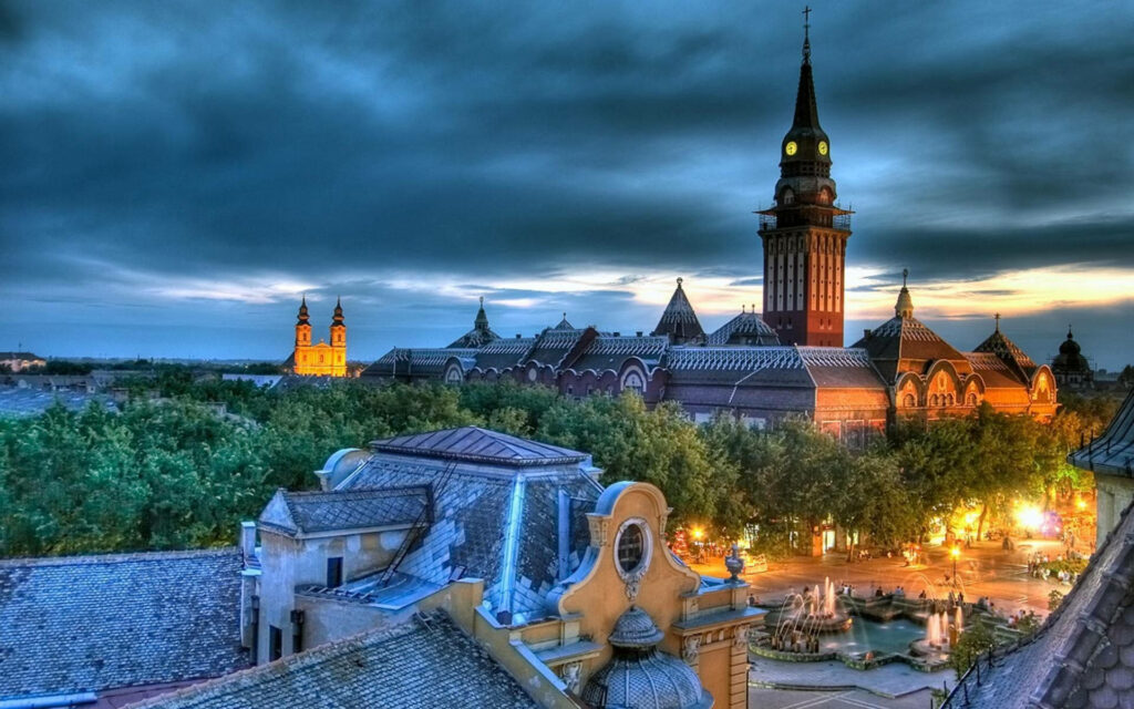 Stunning Novi Sad Wallpaper: Iconic Architecture at Dusk
