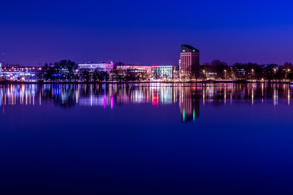 Serene Nuremberg Cityscape Wallpaper - Night Reflections in Water