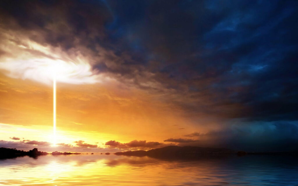 Stunning Sunset Ocean Wallpaper with Dramatic Vortex & Clouds