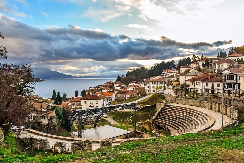 Breathtaking Ohrid Ancient Theater View - Scenic Wallpaper Background