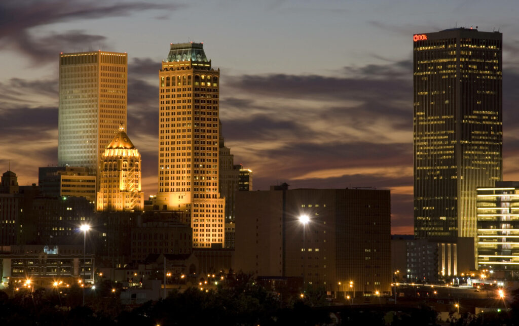 Stunning Oklahoma City Skyline at Sunset - Wallpaper Background