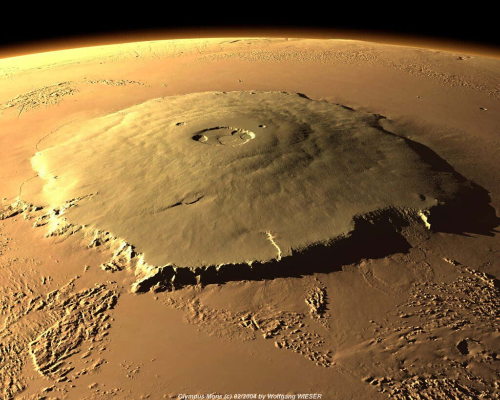 Stunning Mars View: Olympus Mons Volcanic Landscape Wallpaper
