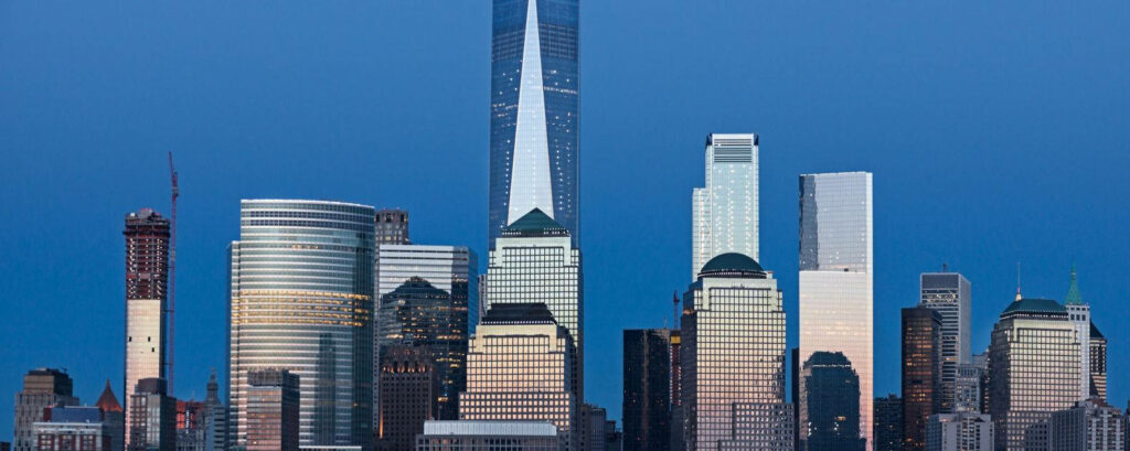 Stunning NYC Wallpaper: One World Trade Center at Evening Glow