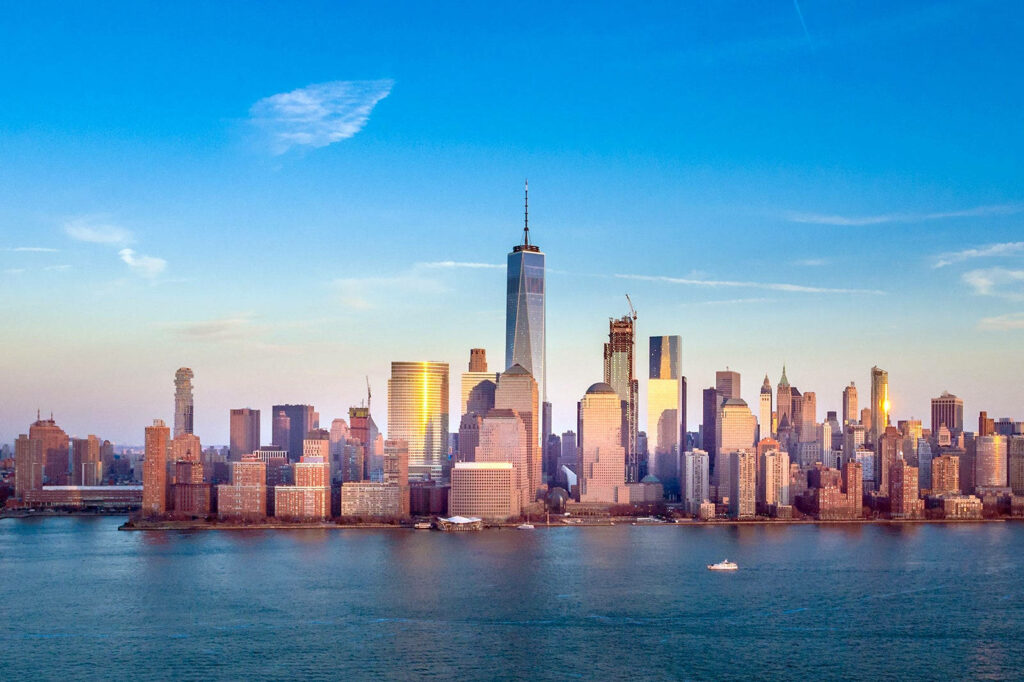 Stunning One World Trade Center Wallpaper with NYC Skyline Reflection