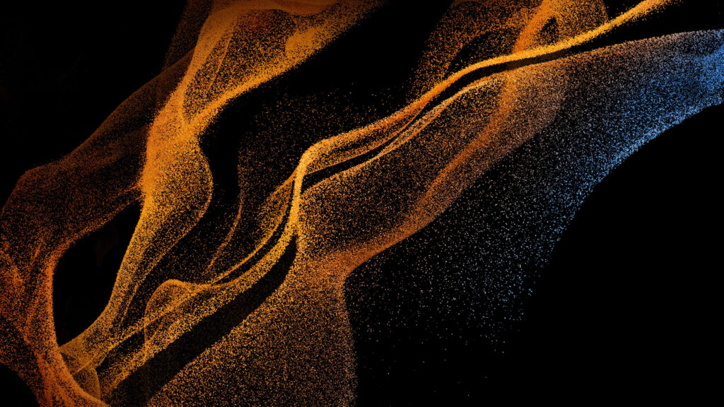Stunning Abstract Orange & Blue Particle Wallpaper for Samsung DeX