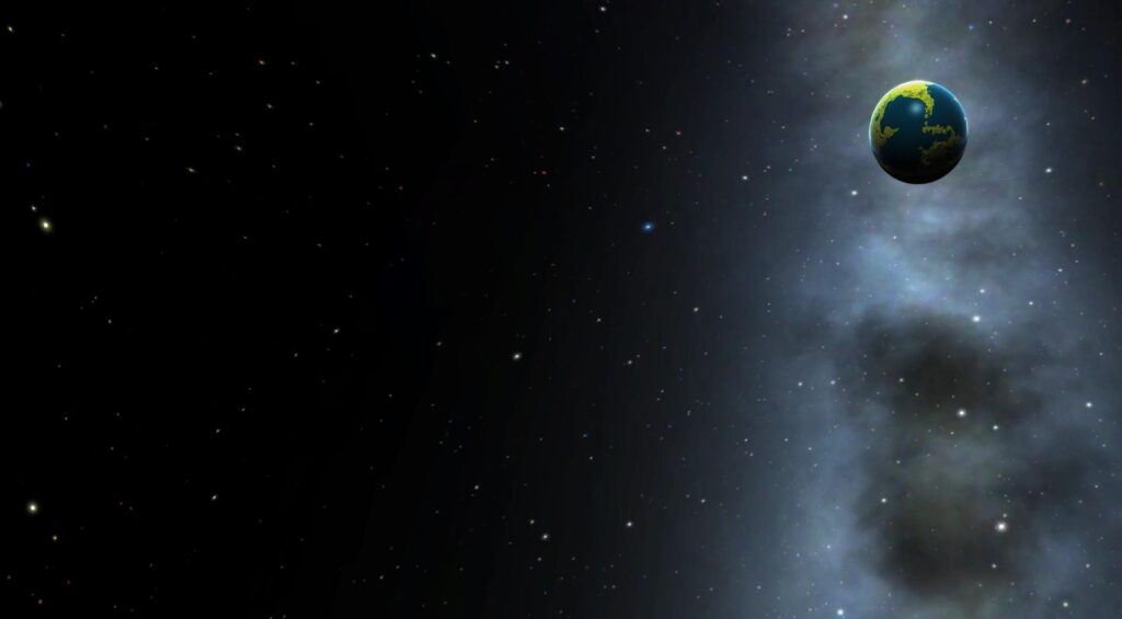 Stunning Outer Space Wallpaper: Planet & Nebula Against Shimmering Stars