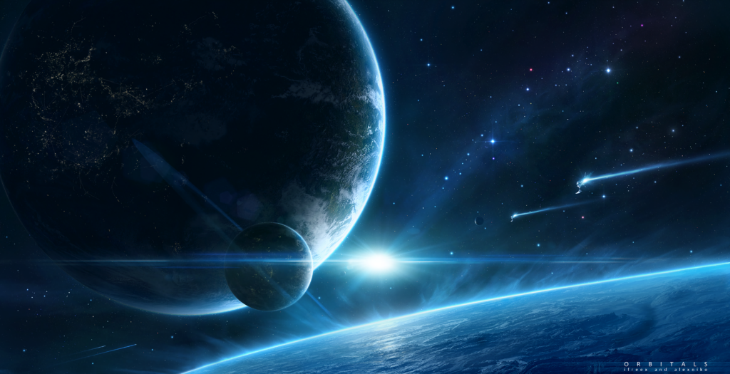 Vibrant Outer Space Wallpaper: Radiant Planet & Dynamic Comets