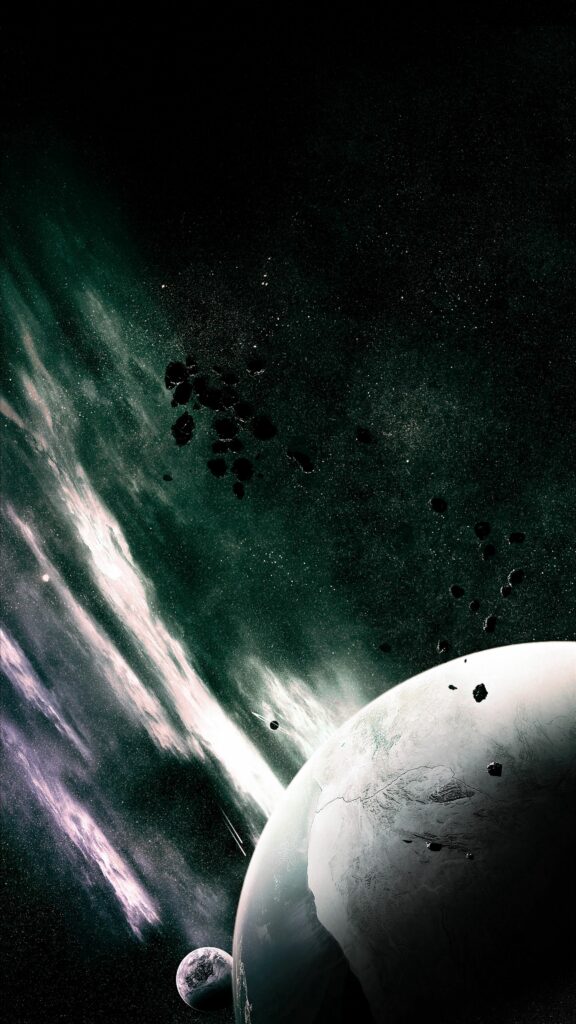 Stunning Outer Space Wallpaper: Icy Planet & Cosmic Beauty