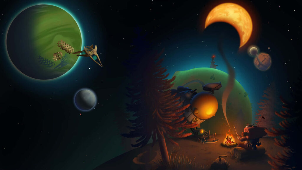 Exploring Outer Wilds: Alien Solar System Wallpaper Background