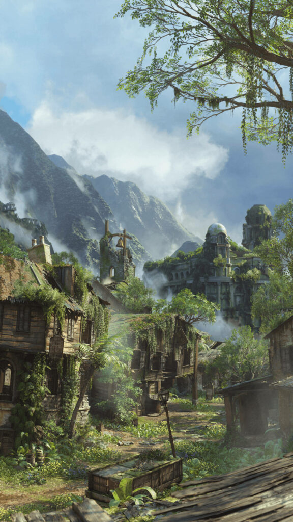 Stunning Uncharted-Inspired Mountain Village Wallpaper Background