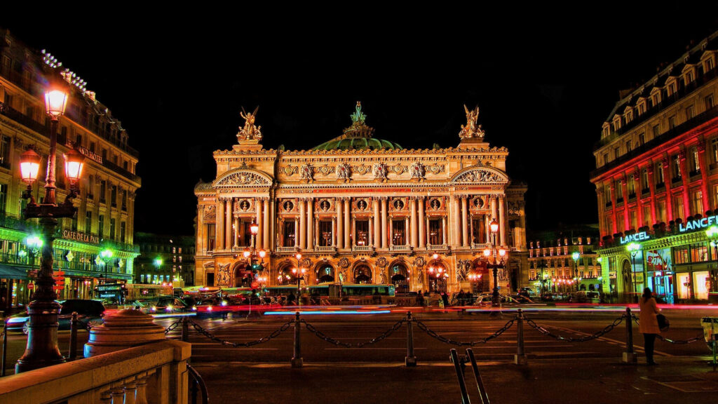 Majestic Palais Garnier Night View – Paris Wallpaper Background