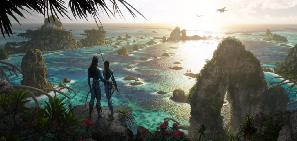 “Discover Pandora: Na'vi Overlooking a Stunning Alien Landscape - Wallpaper”