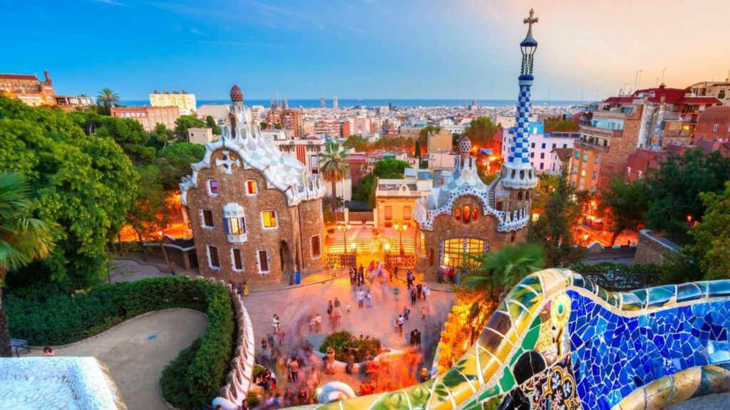 Enchanting Park Güell Wallpaper: Colorful Barcelona Architecture