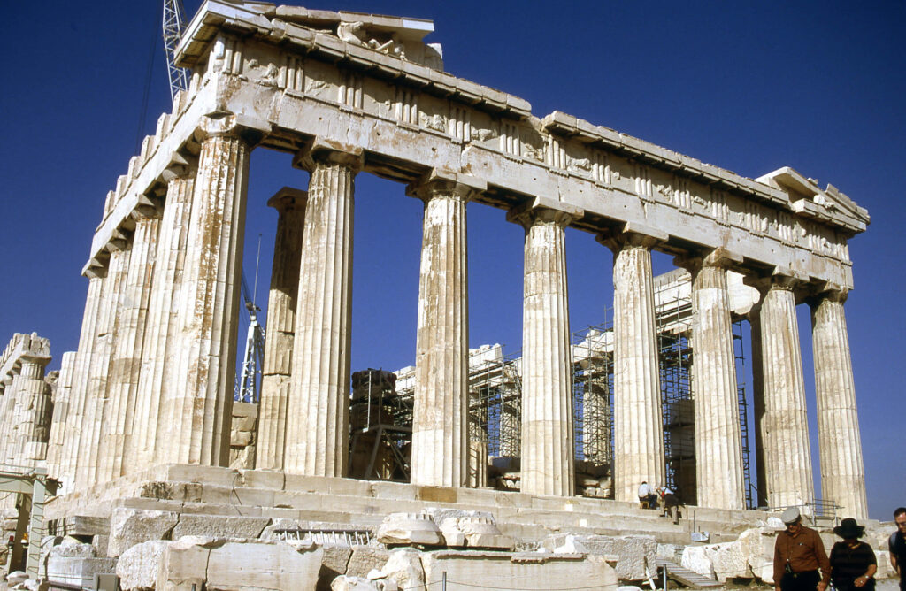 Parthenon Renovation Wallpaper: Ancient Beauty Against Blue Sky