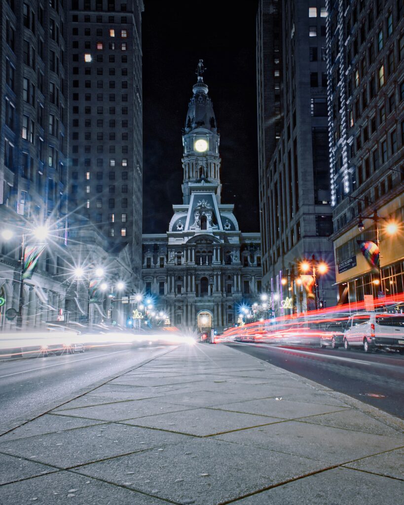 Nighttime Philadelphia Wallpaper: Iconic Architecture & City Lights