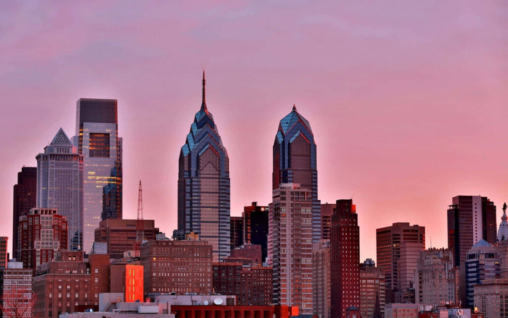 Stunning Philadelphia Skyline Wallpaper: Serene Sunset Background