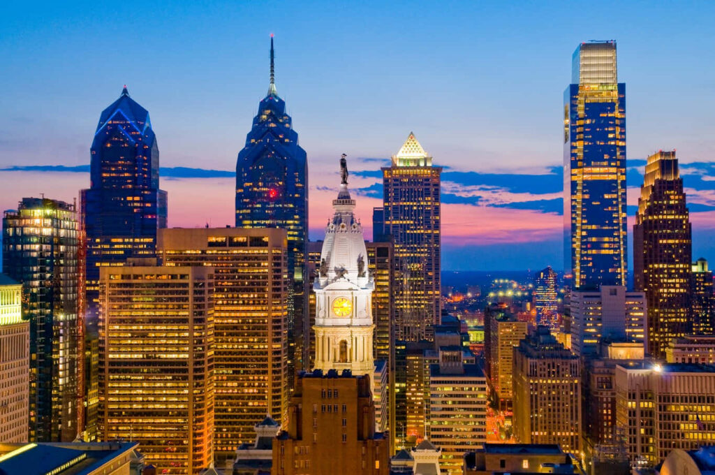 Stunning Philadelphia Skyline Wallpaper at Club Quarters Hotel