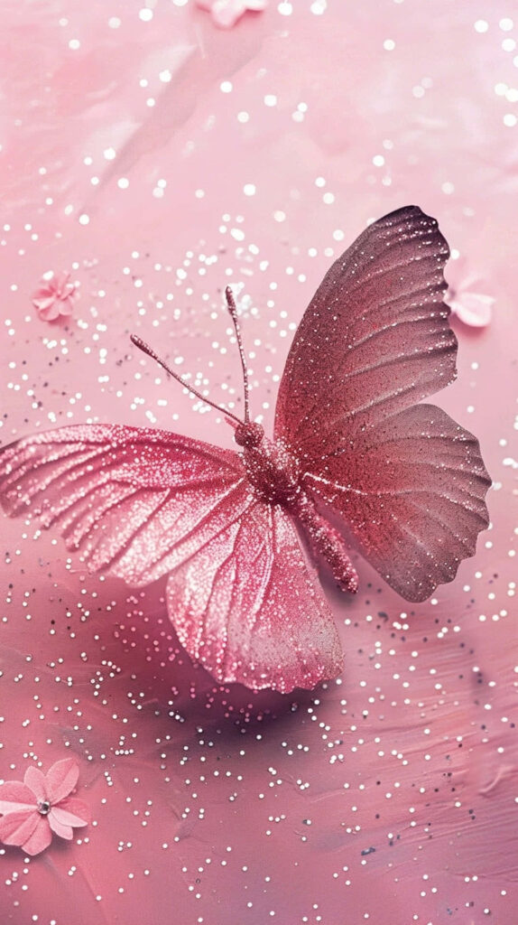 Enchanting Pink Butterfly Wallpaper on Soft Rose Background