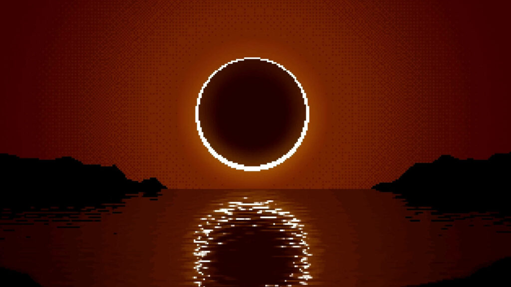 Stunning Solar Eclipse Pixel Art Wallpaper Background