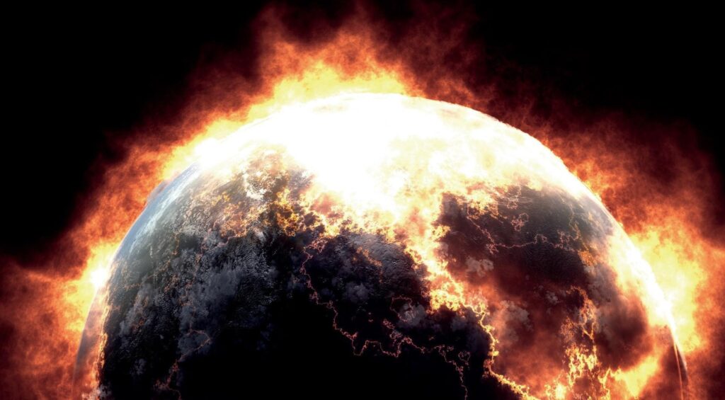 Fiery Planet Wallpaper: Intense Cosmic Scene with Vivid Flames