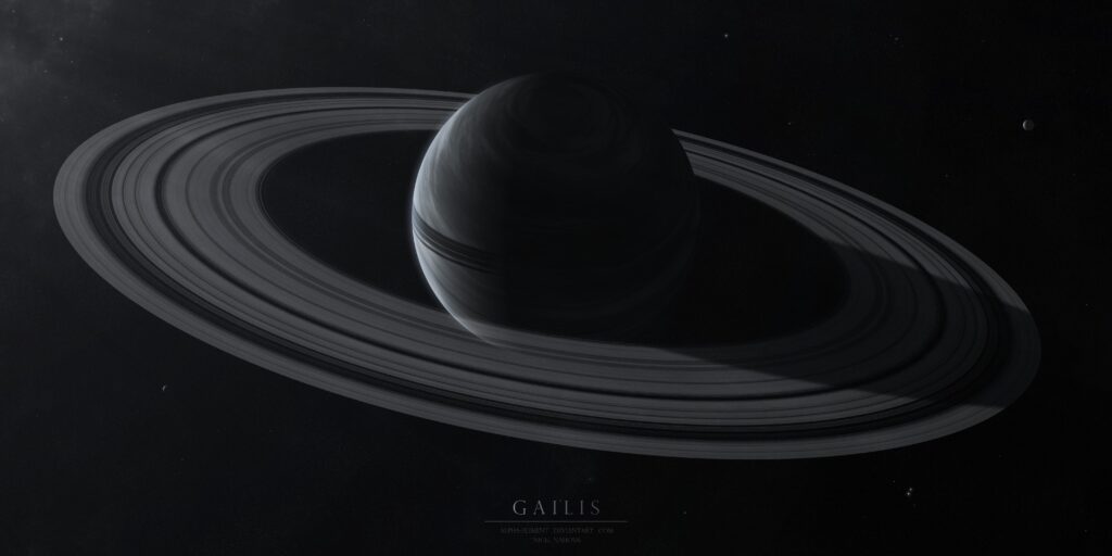 Celestial Wallpaper: Stunning Planet with Rings and Twinkling Stars