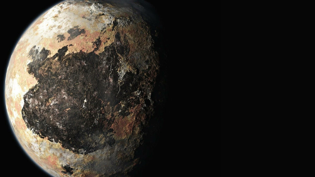 Stunning Pluto Wallpaper: Rugged Terrain & Colorful Cosmic Background