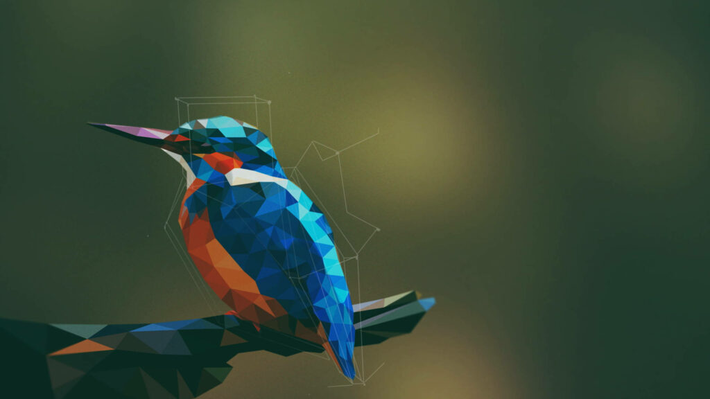 Vibrant Polygon Hummingbird Wallpaper with Soft Green Background