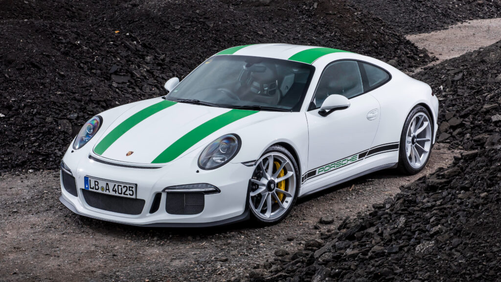 Sleek Porsche 911 Turbo Wallpaper: Aerodynamic Design & Green Stripes