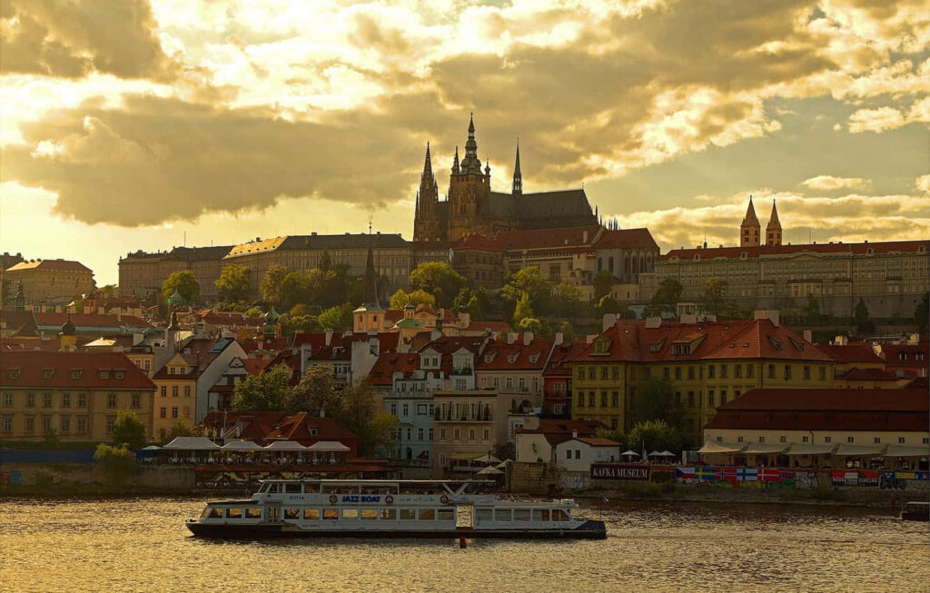 Stunning Prague Castle Wallpaper: Afternoon Beauty & River View