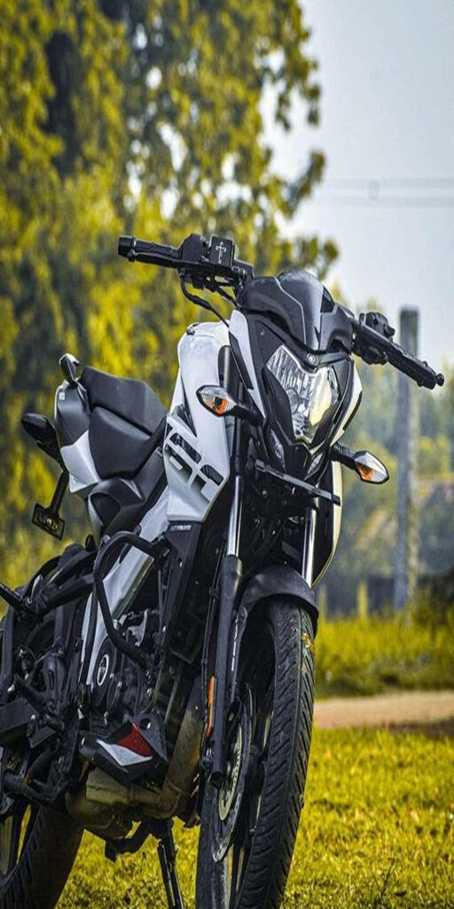Pulsar 150 Motorcycle Wallpaper: Sleek Design in Lush Greenery