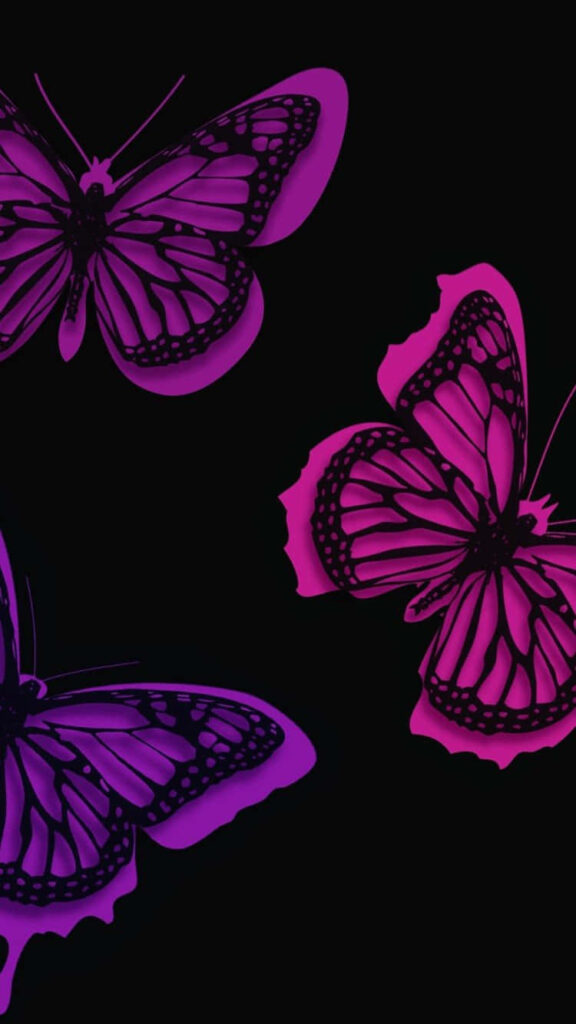 Elegant Purple & Pink Butterfly Wallpaper for iPhone Screen