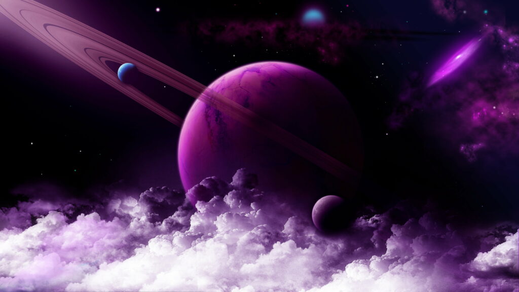 Mesmerizing Purple Planet HD Wallpaper with Rings & Moons