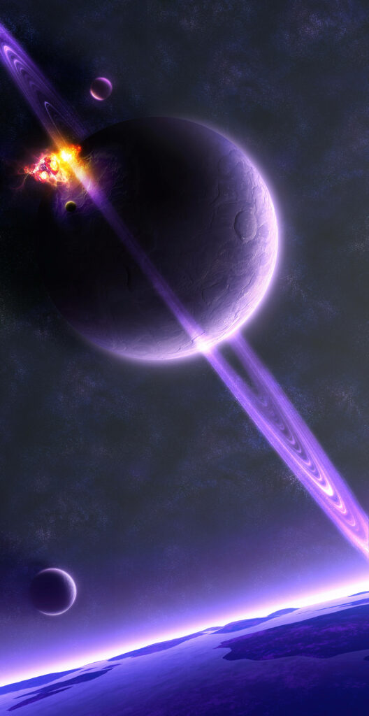 Stunning Purple Saturn Planet Wallpaper with Radiant Rings