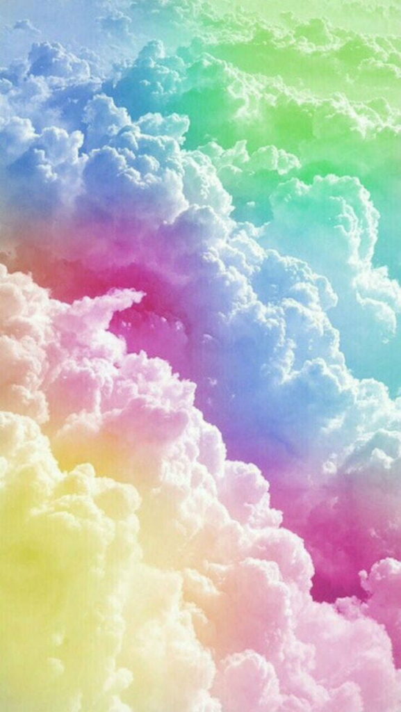 Vibrant Rainbow Clouds HD Wallpaper: Fantasy Sky Background