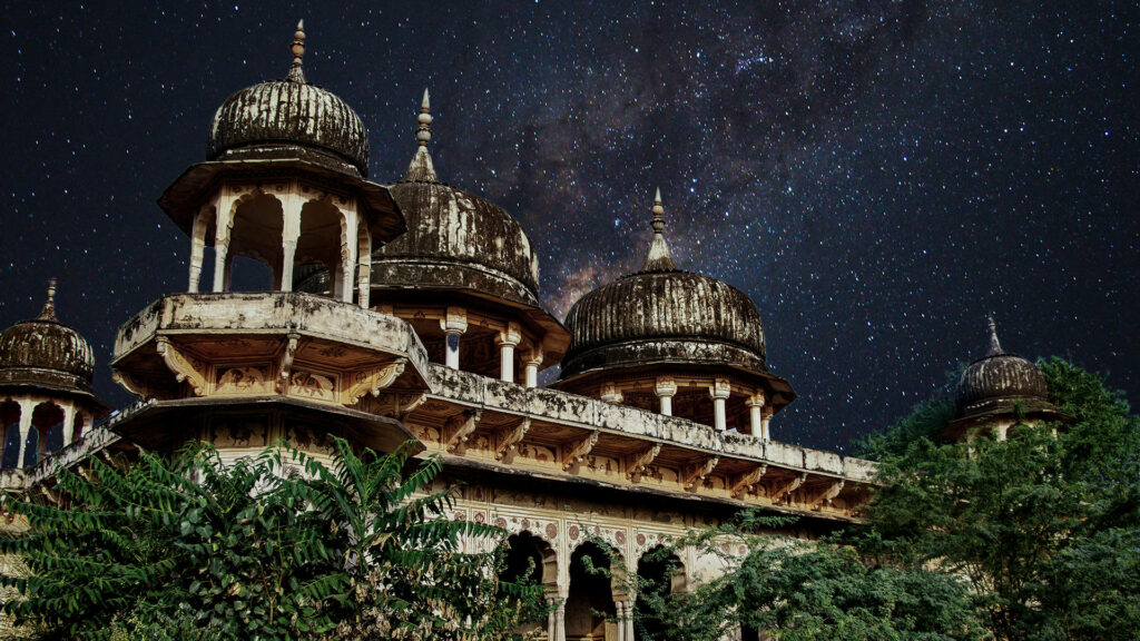 Stunning Rajputana Architecture Wallpaper Under Starry Night Sky